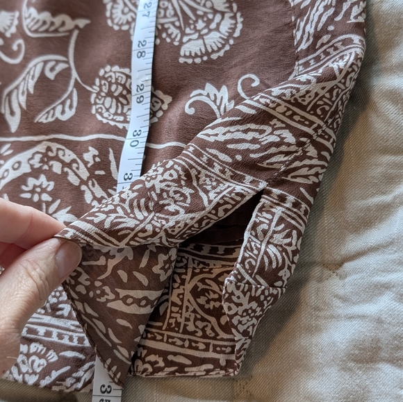 Maeve- Brown and White Patterned Shift Dress With Attached Slip - Picture 8 of 13